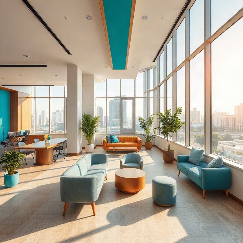 Minimal Curitiba commercial office interior with large windows